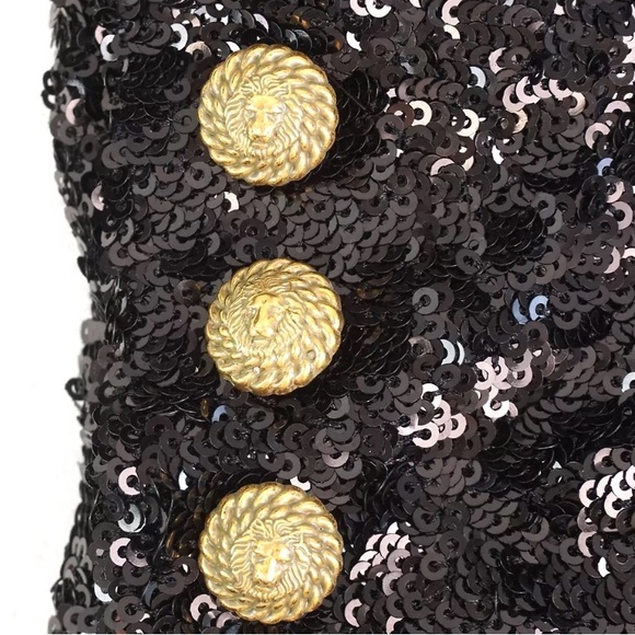 Balmain Runway Short Sequin Jacket With Decorative Golden Details In Black/Gold - Picture 8 of 11